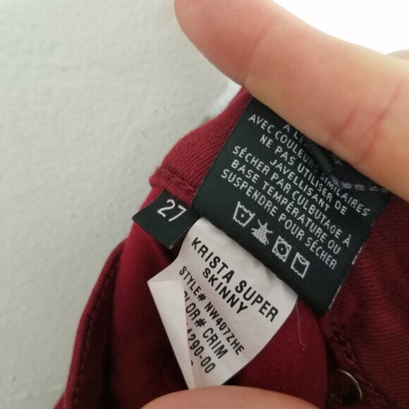 Hudson Jeans KRISTA Super Skinny Stretch Jeans Red Size 27 - Picture 7 of 7